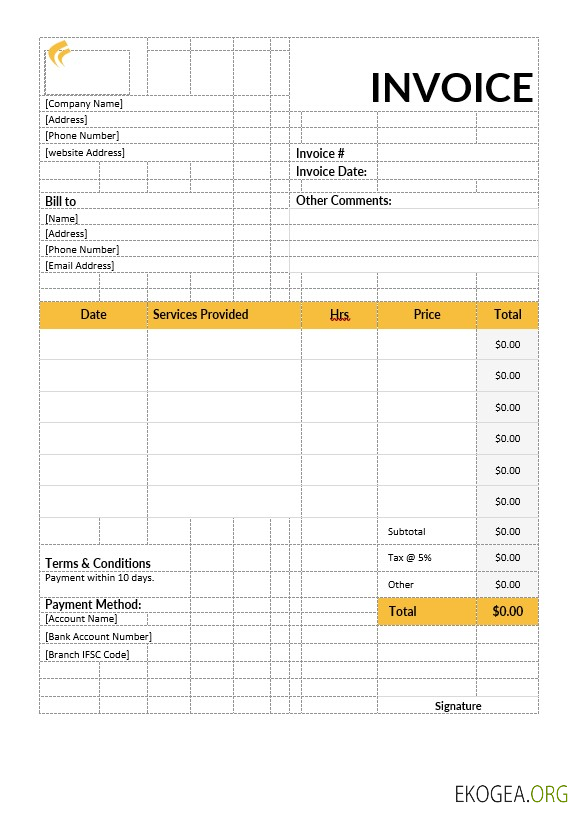 Modèle de facture de garde d'enfants